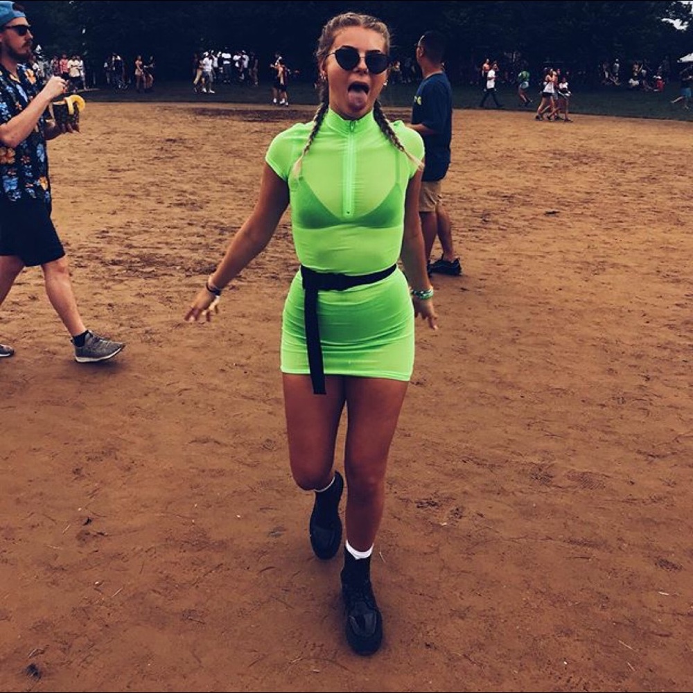 Neon Green Mesh dress